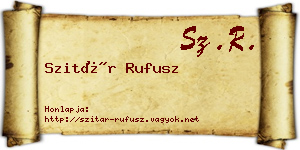 Szitár Rufusz névjegykártya